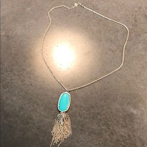 Kendra Scott teal and gold tassel necklace